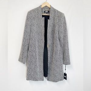 DKNY Women's Gray D-Ring Topper Padded Shoulder Coat Jacket 2